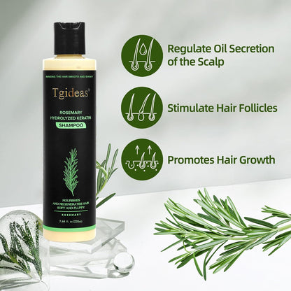 Organic Rosemary Hair Growth Shampoo for Women and Men-Natural Thickening & Strengthening Shampoo with Hydrolyzed Keratin for Thinning Hair & Hair Loss 7.4 fl.oz