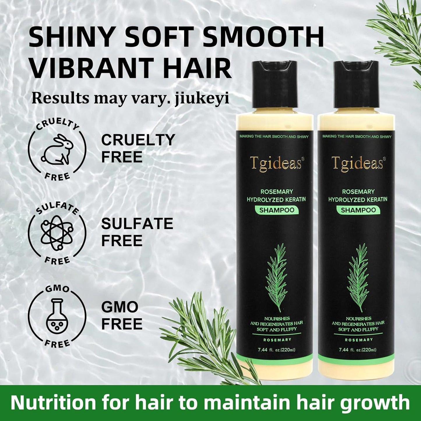Organic Rosemary Hair Growth Shampoo for Women and Men-Natural Thickening & Strengthening Shampoo with Hydrolyzed Keratin for Thinning Hair & Hair Loss 7.4 fl.oz